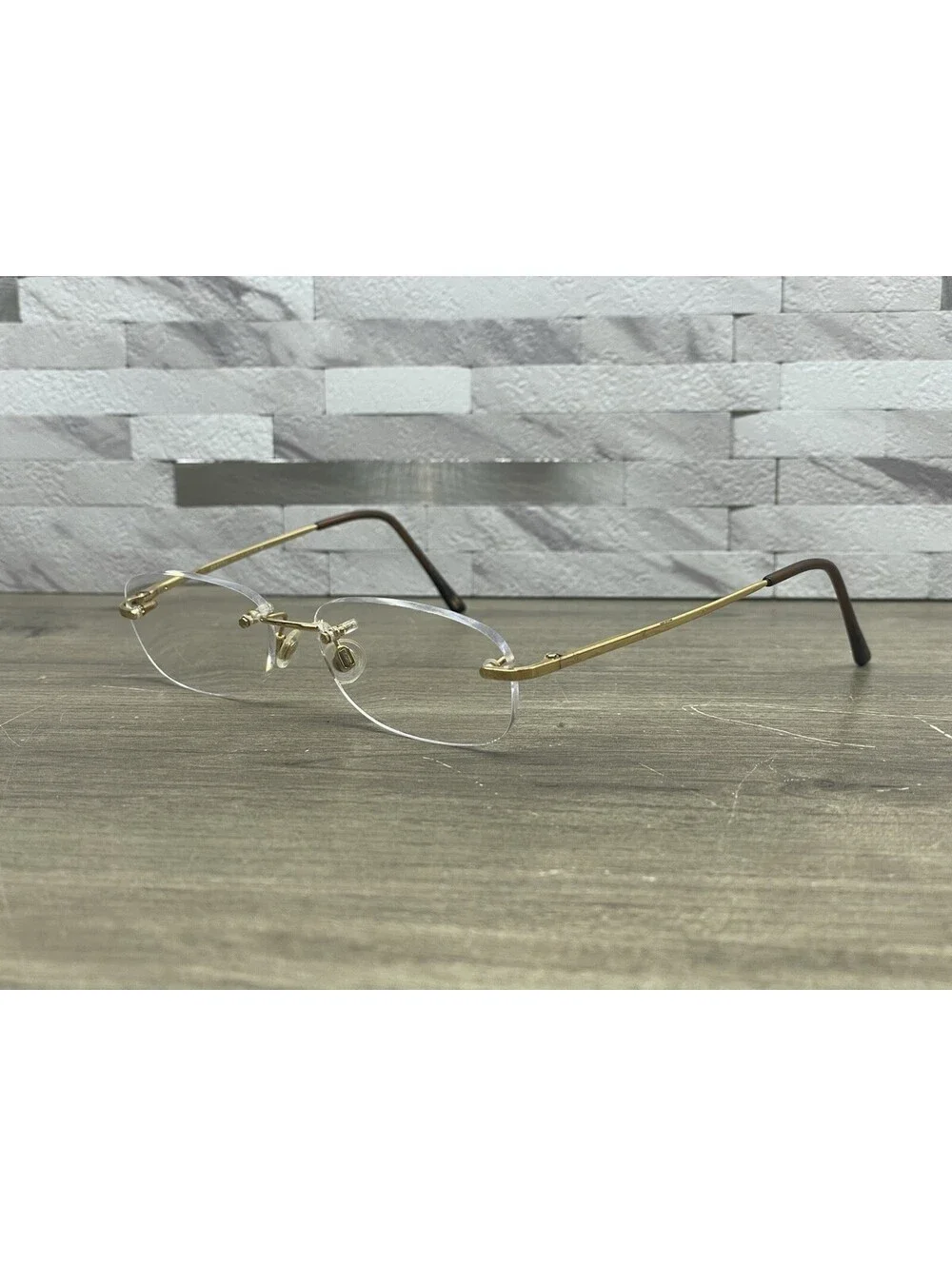 Chanel Eyeglasses Frames 2095 c.125 Yellow Gold Rimless Rectangle 51-16-135 READ